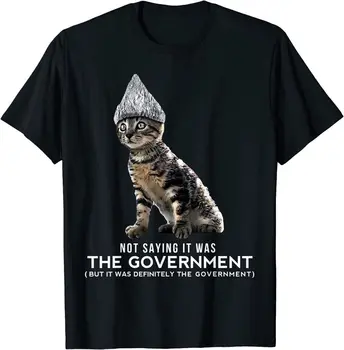 Новая забавная шляпа из фольги с котом-заговорщиком, правительственная футболка S-5Xl