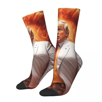 Носки Trump Hot Socks Make American Great Again, забавные чулки, осенние нескользящие женские носки, мягкие носки для бега с рисунком