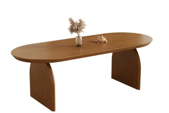 Обеденный стол из массива дерева в скандинавском овальном стиле, малогабаритный Обеденный стол, обеденные столы в Японской гостиной, обеденные столы и сочетание стульев