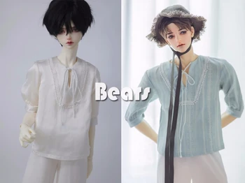 Одежда для куклы BJD размером 1/3 1/4 дяди, рубашка с открытым воротом и средним рукавом, 2 цвета в аксессуарах для куклы