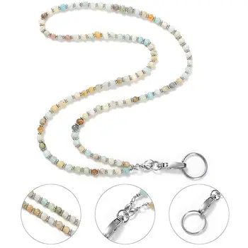 Ожерелье на шнурке для ключей от телефона Модное ожерелье на шнурке из натурального камня с пряжкой с пользовательским именем, Стильное вышитое бисером для модных