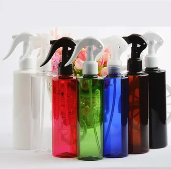 Оптовая продажа на заказ 100шт Круглой и цилиндрической формы, Цветная Бутылка для распыления тумана из ПЭТ-пластика большого размера с триггерным распылителем