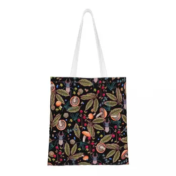 Осенние флюиды, сумка через плечо, женская сумка-тоут в стиле Харадзюку, модная сумка-тоут с психоделическим грибом, сумка большой емкости, ретро-холщовая сумка для леди