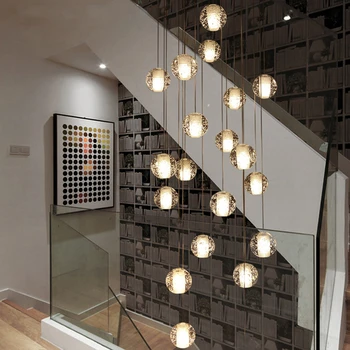 Подвесной светильник Nordic Luxury Crystal Декоративный для гостиной ресторана, двухуровневых апартаментов, лестницы отеля, современного светодиодного подвесного светильника