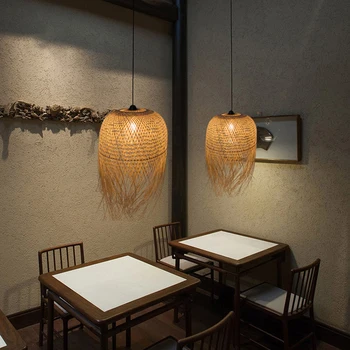 Подвесной светильник в стиле ретро из бамбукового плетения, Юго-Восточная Азия, Бамбуковая люстра, ресторан, Гостиная, спальня, Домашний декор, подвесной светильник