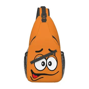 Прикольные мультяшные сумки-слинги с шоколадно-оранжевыми конфетными рожицами для путешествий, мужской рюкзак через плечо, наплечный рюкзак