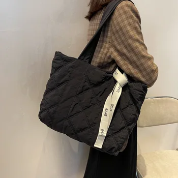 Пуховая сумка для работы и отдыха Женская сумка через плечо Lingge ins Сумка большой емкости Студенческая классная сумка