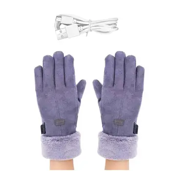 Рабочие перчатки с USB-подогревом, электрические теплые перчатки с аккумулятором, многоразовые зимние теплые Легкие велосипедные перчатки для бега, скалолазания