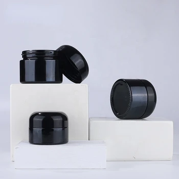 Роскошная черная упаковка для крема для ухода за кожей Стеклянная упаковка для крема для ухода за кожей Косметическая Стеклянная банка 20 г 30 г 50 г косметические контейнеры