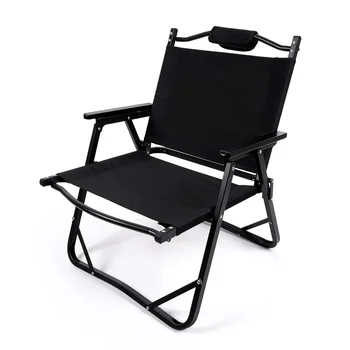Складной стул Kermit большого размера, изготовленная на заказ уличная мебель, Портативные полностью черные походные стулья, алюминиевые складные стулья