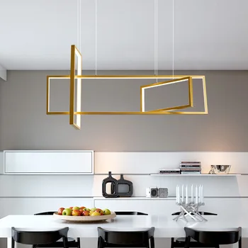 Современная минималистичная люстра для гостиной, креативная люстра для столовой в скандинавском стиле, прямоугольная светодиодная люстра с несколькими головками