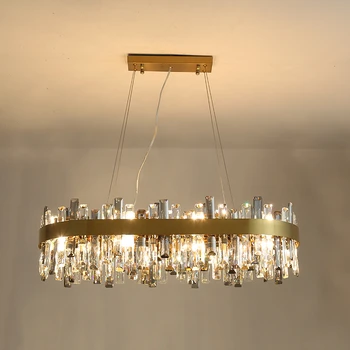 Современная роскошная хрустальная люстра для декора столовой овальный дизайн золотые светодиодные лампы домашние матовые светильники