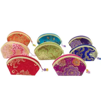 Тканевый мешочек для монет с вышивкой, Удобная многоцветная цветочная сумка для хранения ювелирных изделий, многоцелевой тканевый кошелек в китайском стиле для девочек