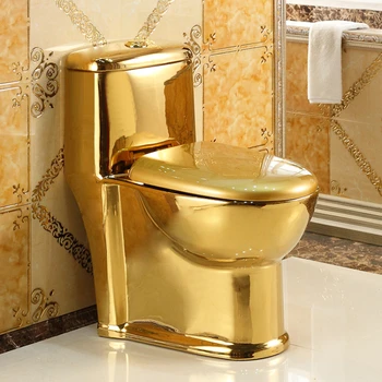 Унитаз из керамики с небольшим сифоном Household flush gold, экономящий воду и защищающий от запаха, цветной