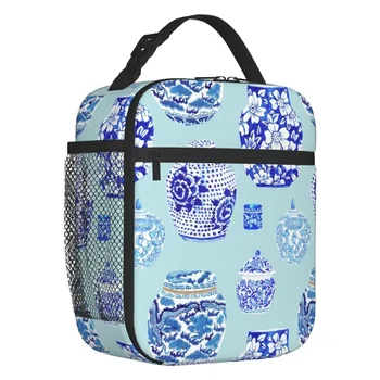 Фарфоровая Термоизолированная сумка для ланча Chinoiserie Blue Delft Blue в восточном стиле, Переносная Сумка для ланча для работы, Коробка для хранения продуктов питания