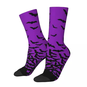 Фиолетовые носки Bats, Впитывающие пот Чулки Harajuku, Всесезонные Носки, Аксессуары для мужских и женских подарков