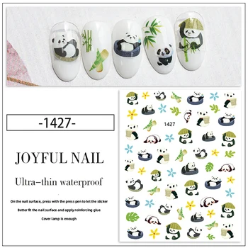 Художественная наклейка для украшения ногтей в виде сердца Для слайдеров С животными, Листьями и цветами, Ногти в форме панды, Дизайн деколей, типсы для ногтей 2023