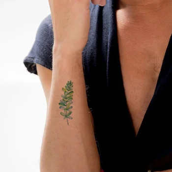 Цветы Растение Водонепроницаемая Временная татуировка Наклейка Зеленый дизайн Поддельные Татуировки Флэш-татуировки Рука Грудь Шея Боди-арт для женщин Мужчин