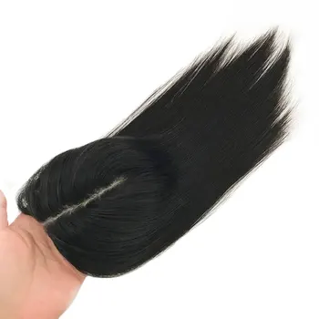 Шелковая прямая шелковая основа, женские топперы из натуральных человеческих волос 7x10 см, 8-16-дюймовые заколки в волосах для женщин