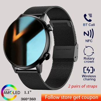 2023 Новые смарт-часы HK39 AMOLED Bluetooth Call NFC Женские Часы с пользовательским циферблатом Мужские Спортивные Смарт-часы для фитнеса с пульсометром