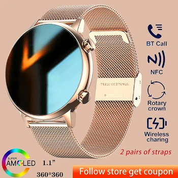 2024 Новые AMOLED Женские Умные Часы Bluetooth Talk NFC Частота Сердечных Сокращений Содержание Кислорода в Крови IP68 Водонепроницаемые умные часы для мужчин для Android IOS