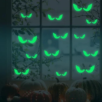 36шт Хэллоуин Светящиеся Наклейки На Стены, Светящиеся в Темноте Глаза, Наклейка на Окно для Украшения Хэллоуина для Домашней Вечеринки