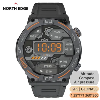 NORTH EDGE GPS Смарт-Часы 360* 360 HD Экран IP68 Водонепроницаемый Барометр Высоты, Компас, 24 Часа Отслеживания Состояния Здоровья, Умные Часы для Мужчин