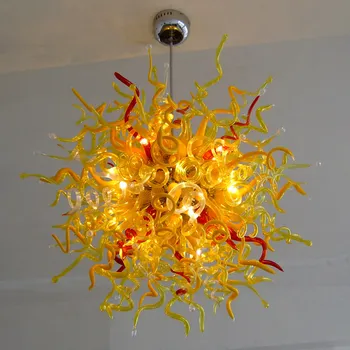 Люстра из желтого стекла Chihuly Lustre Led Современные люстры ручной работы, лампы для внутреннего освещения