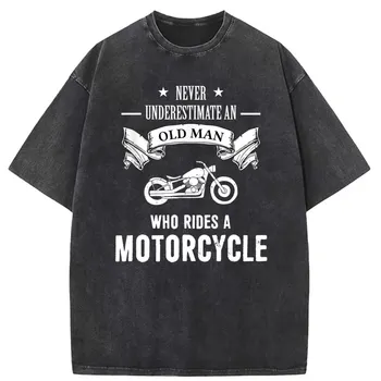 Недооценивать старика, который ездит на мотоцикле, Мужские ретро-футболки, футболки с длинным рукавом, мужские топы из выстиранного хлопка с принтом, толстовки