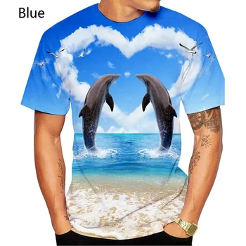 Новая модная популярная дизайнерская футболка с 3D-принтом дельфина, повседневный крутой топ больших размеров, унисекс