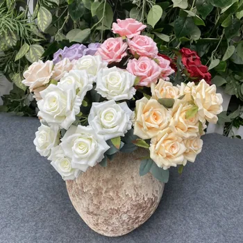 Подарки Домашний декор Вечеринка с 9 головками, Камелия, роза, Искусственные Цветочные Букеты, искусственный цветок