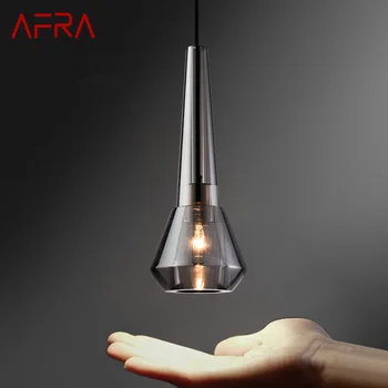 Подвесной светильник из скандинавской латуни AFRA, современный Простой Креативный Хрустальный Дымчато-серый светильник-люстра для дома, спальни