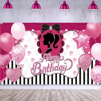 Фон для фотосессии принцессы, розовый реквизит для вечеринки в честь дня рождения, плакат с Днем рождения, Фотобудка для вечеринки в честь девушки.